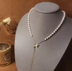 Butterfly Pearls Rhinestone Necklace