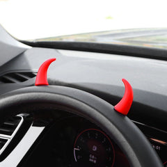 Devil Car Horns Sticker (1 Pair Black + 1 Pair Red)