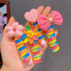 Colorful Telephone Wire Hair Bands for Kids ( 3 pieces)